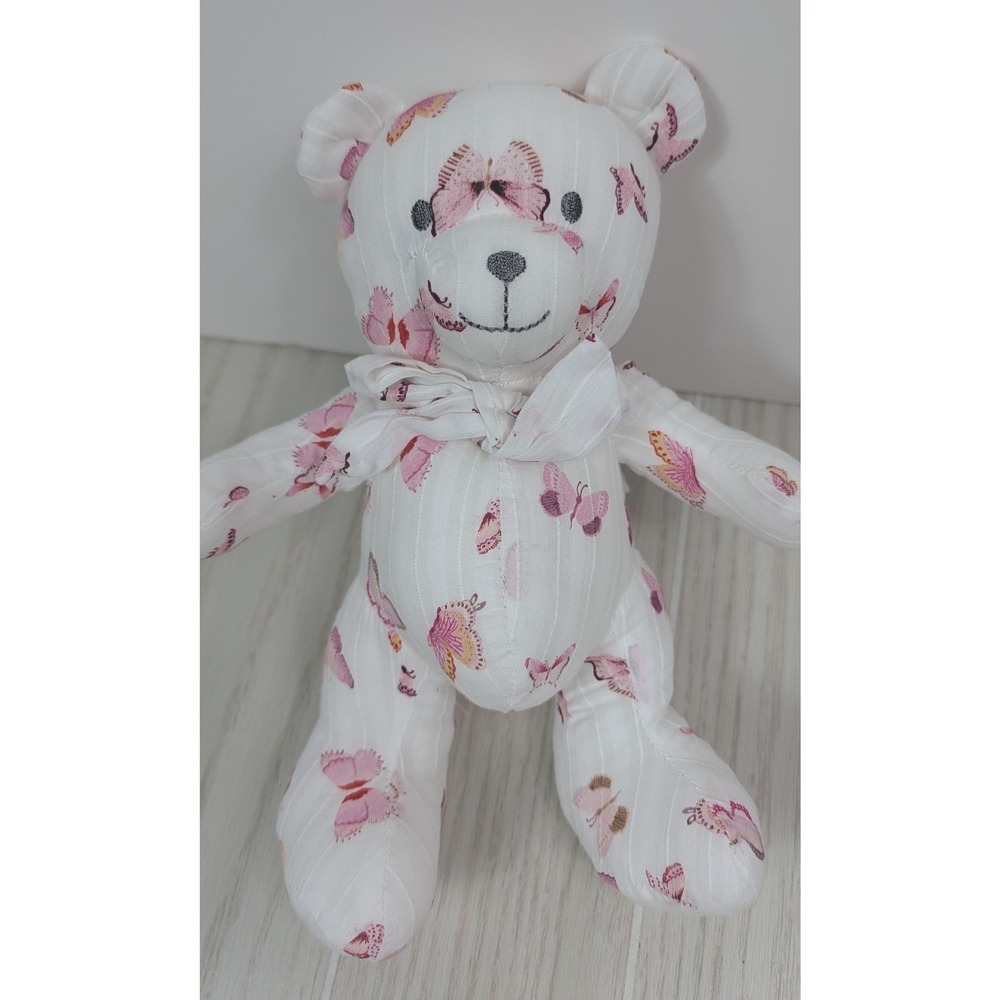 Shabby Chic Plush Bear White Pink Butterfly Print Bloomin Baby Rachel Ashwell